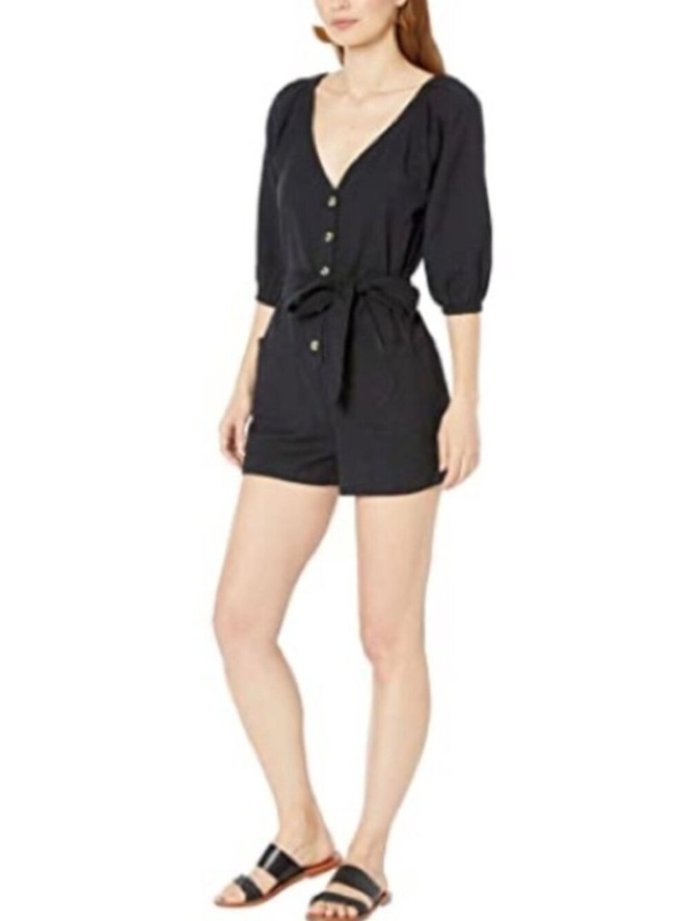 Billabong 'Work Play' Cotton Romper - Black